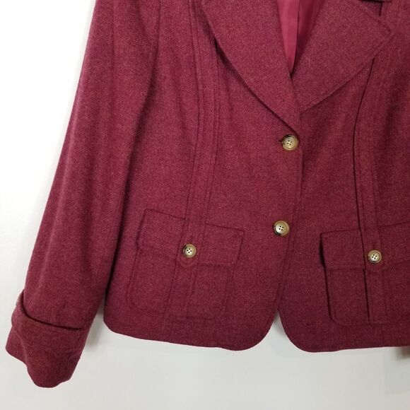 Talbots Women's Tweed Wool Blend Blazer Sz 16 Petite Red Gold Button Office - Picture 3 of 6